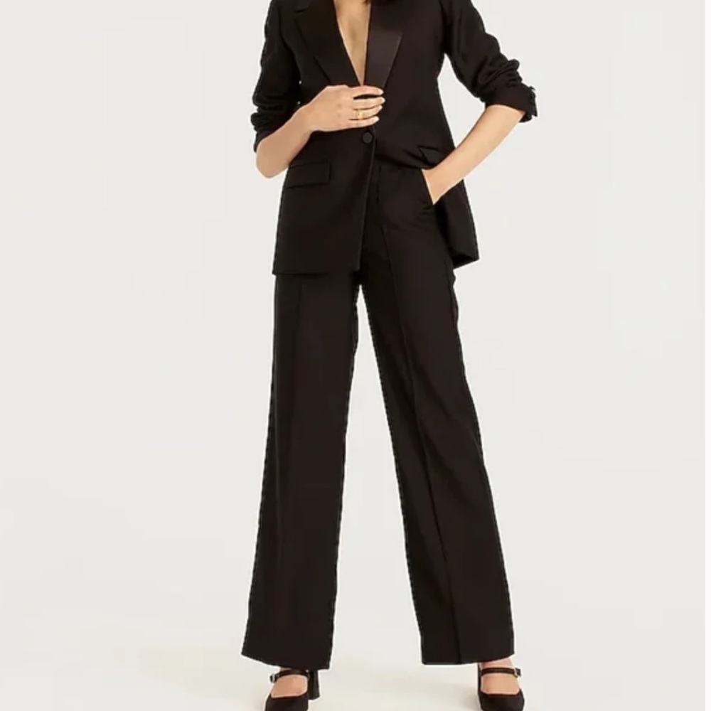 J. Crew Full Length Wide Leg Wool Tuxedo Pant